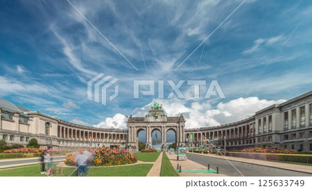 Hyperlapse of the Cinquantenaire Arcade in Parc du Cinquantenaire, Brussels, Belgium. Hyperlapse of the Cinquantenaire Arcade in Parc du Cinquantenaire, Brussels, Belgium. 125633749