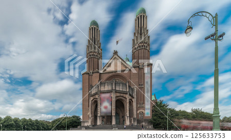 Timelapse hyperlapse of the National Basilica of the Sacred Heart in Brussels, Belgium Timelapse hyperlapse of the National Basilica of the Sacred Heart in Brussels, Belgium 125633753