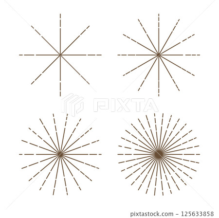 Radial circle thin line rays. Abstract sun, star, sunburst, sunset, sunrise vector icons set. Radial circle thin line rays. Abstract sun, star, sunburst, sunset, sunrise vector icons set. 125633858