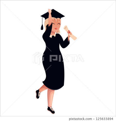 Happy graduates in colleges and universities, students in academic gowns. Celebrating graduation day. Happy graduates in colleges and universities, students in academic gowns. Celebrating graduation day. 125633894