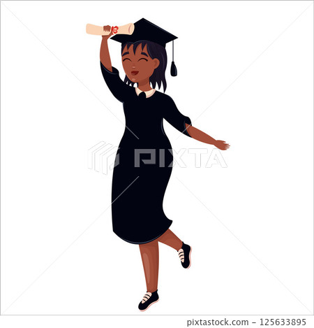 Happy graduates in colleges and universities, students in academic gowns. Celebrating graduation day. Happy graduates in colleges and universities, students in academic gowns. Celebrating graduation day. 125633895