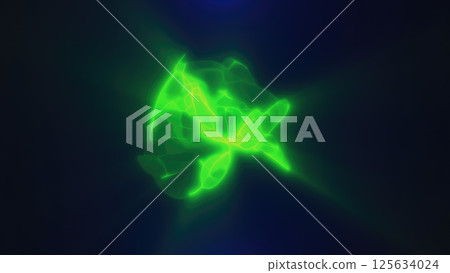 Abstract green glowing shape resembling fluid energy flow on a dark background Abstract green glowing shape resembling fluid energy flow on a dark background 125634024