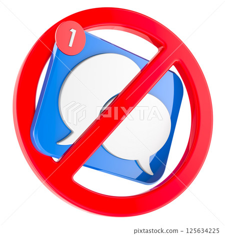 Speech bubbles with prohibition sign, 3D rendering Speech bubbles with prohibition sign, 3D rendering 125634225