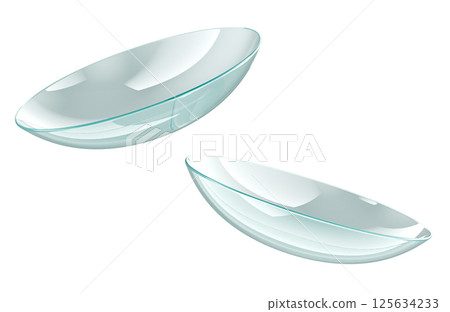 Contact Lenses, side view. 3D rendering 125634233