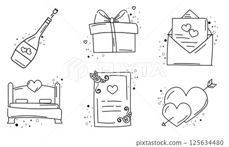 Wedding icons outline set. Vector Wedding icons outline set. Vector 125634480