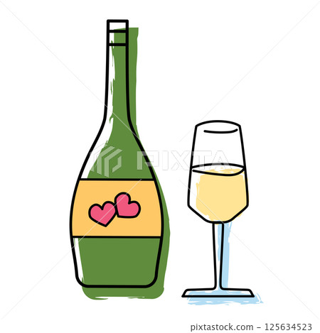 Bottle and wine glass. Vector Bottle and wine glass. Vector 125634523