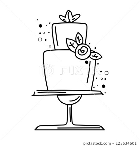 Wedding cake decor line. Vector Wedding cake decor line. Vector 125634601
