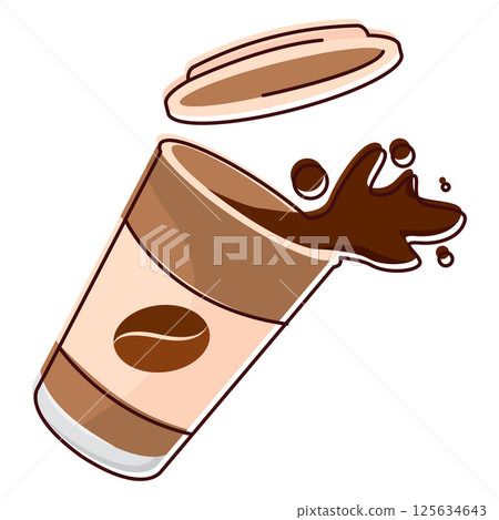 Spilled coffee paper cup. Vector Spilled coffee paper cup. Vector 125634643