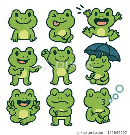 Frog various facial expressions set Frog various facial expressions set 125634997