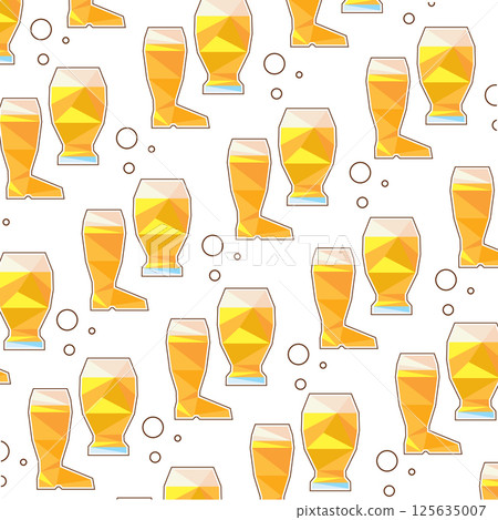 Beer mugs and bottles pattern. Vector Beer mugs and bottles pattern. Vector 125635007