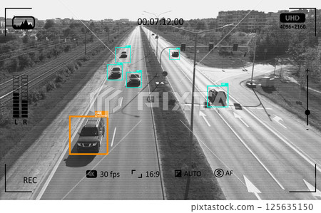 Traffic monitoring by AI, security system Traffic monitoring by AI, security system 125635150