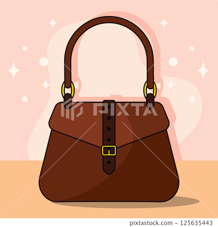 Elegant colored leather handbag. Vector Elegant colored leather handbag. Vector 125635443