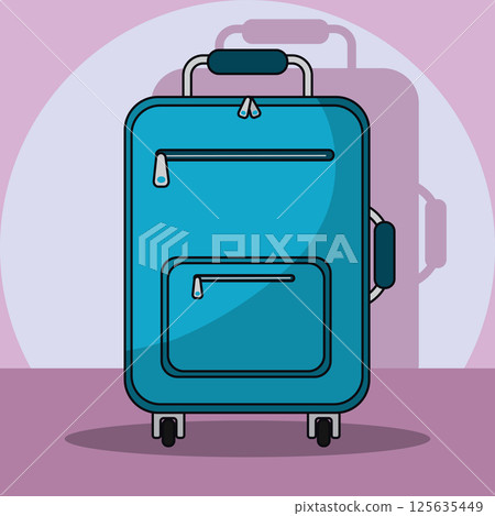 Colored wheeled suitcase. Vector Colored wheeled suitcase. Vector 125635449