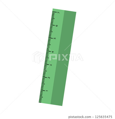 Green ruler with black marks. Vector 125635475