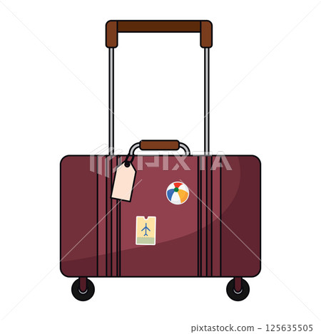 Colored wheeled suitcase. Vector Colored wheeled suitcase. Vector 125635505