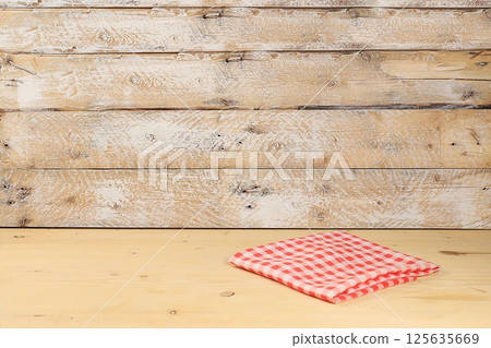 Empty wooden table on old background with place for text, rustic style, eco concept, mock up for design and showcase for product demonstration, selective focus Empty wooden table on old background with place for text, rustic style, eco concept, mock up for design and showcase for product demonstration, selective focus 125635669