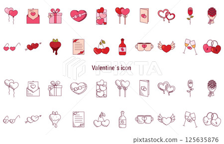 Romantic balloons icons. Vector 125635876