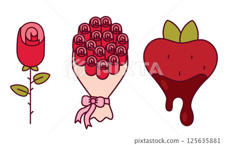 Love bouquet and strawberry. Vector Love bouquet and strawberry. Vector 125635881