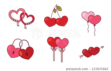 Colorful love heart icons. Vector 125635882