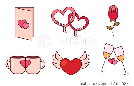 Colorful love heart icons. Vector 125635883
