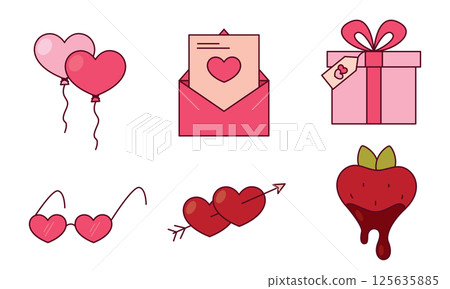 Colorful romantic set. Vector 125635885