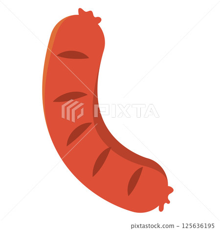 Grilled sausage piece. Vector 125636195