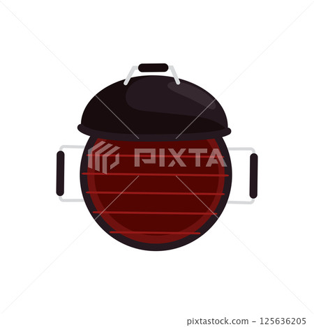 Round charcoal grill. Vector 125636205