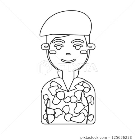 Cartoon female soldier. Vector 125636258