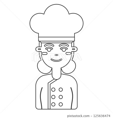 Smiling female chef. Vector 125636474