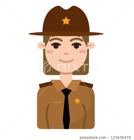 Female sheriff character. Vector 125636478