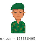 Cartoon female soldier. Vector 125636495