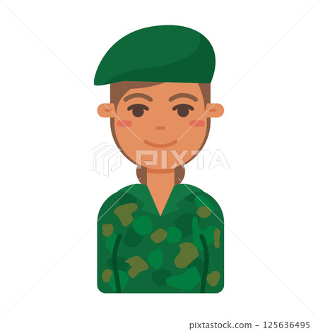 Cartoon female soldier. Vector 125636495