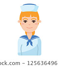 Cartoon female sailor. Vector 125636496