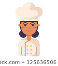 Smiling female chef. Vector 125636506