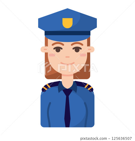 Female police officer. Vector 125636507