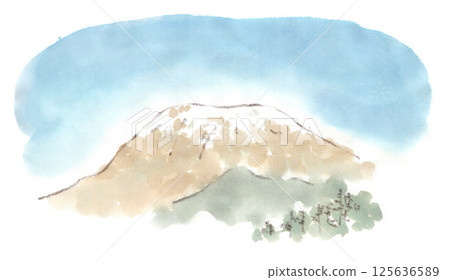 Image of Mt. Ibuki seen from the window of a Shinkansen train 125636589