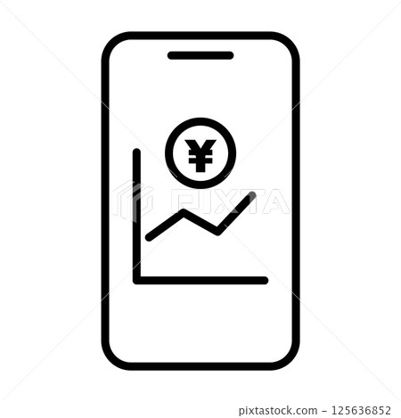 Line icon of a smartphone making online investments with the value of the yen rising 125636852