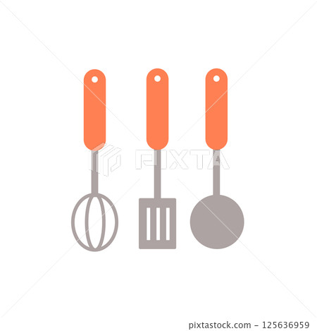 簡單的廚房用品圖標 125636959