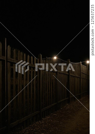 Wooden fence around the building 125637235