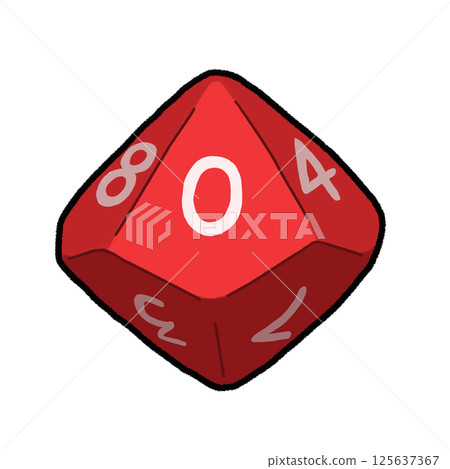 Illustration of a red decahedral die 125637367