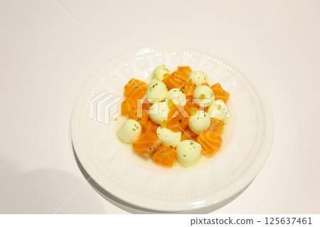 [Food] Mozzarella dish, salmon mix 125637461