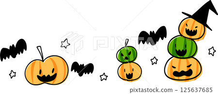 Halloween jack-o'-lantern hand drawn color illustration set Halloween jack-o'-lantern hand drawn color illustration set 125637685