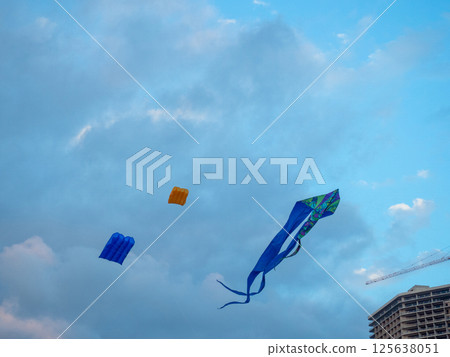 Kite Festival. Kites in the sky. A spectacle . Wind is like a force. air objects. Various forms. A beautiful sight. Aerodynamics. Object in the sky. Kite Festival. Kites in the sky. A spectacle . Wind is like a force. air objects. Various forms. A beautiful sight. Aerodynamics. Object in the sky. 125638051
