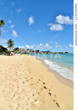 White sand beach and blue sea 125638469