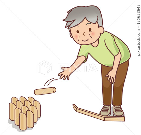 老人正在享用 Mölkky 老人正在享用 Mölkky 125638642