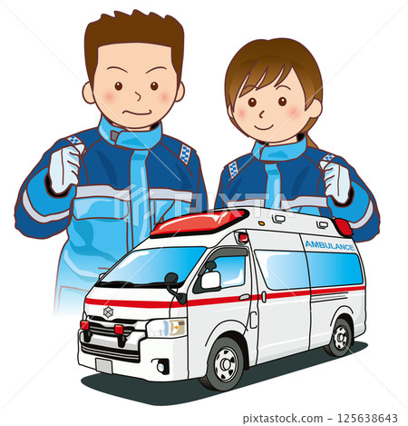 救護車和醫護人員的插圖 救護車和醫護人員的插圖 125638643