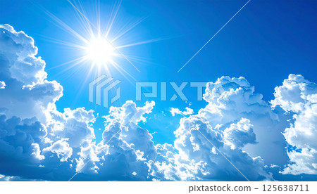 藍天和晴朗的雲彩 125638711