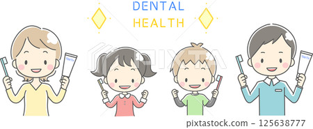 刷牙和家庭插畫 125638777