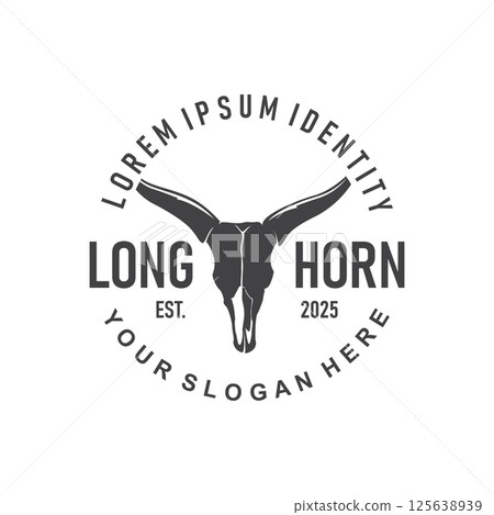 vintage retro design concept with longhorn logo illustration horn symbol from old ranch concept template in west texas vintage retro design concept with longhorn logo illustration horn symbol from old ranch concept template in west texas 125638939