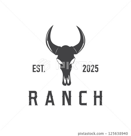 vintage retro design concept with longhorn logo illustration horn symbol from old ranch concept template in west texas vintage retro design concept with longhorn logo illustration horn symbol from old ranch concept template in west texas 125638940